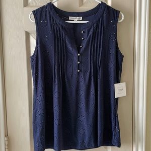 Perseption Concept navy blue women’s sleeveless top